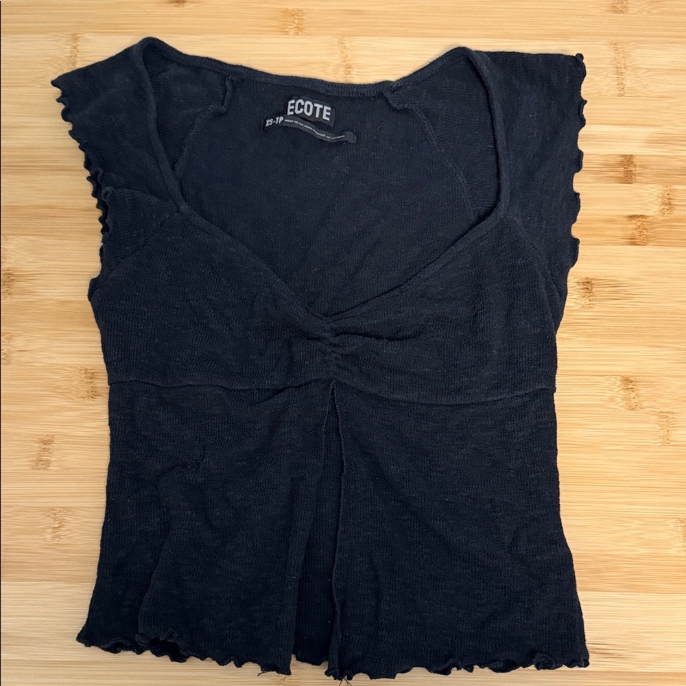Ecote by Urban Outfitters Size Extra Small XS Black Ruched Women's Blouse